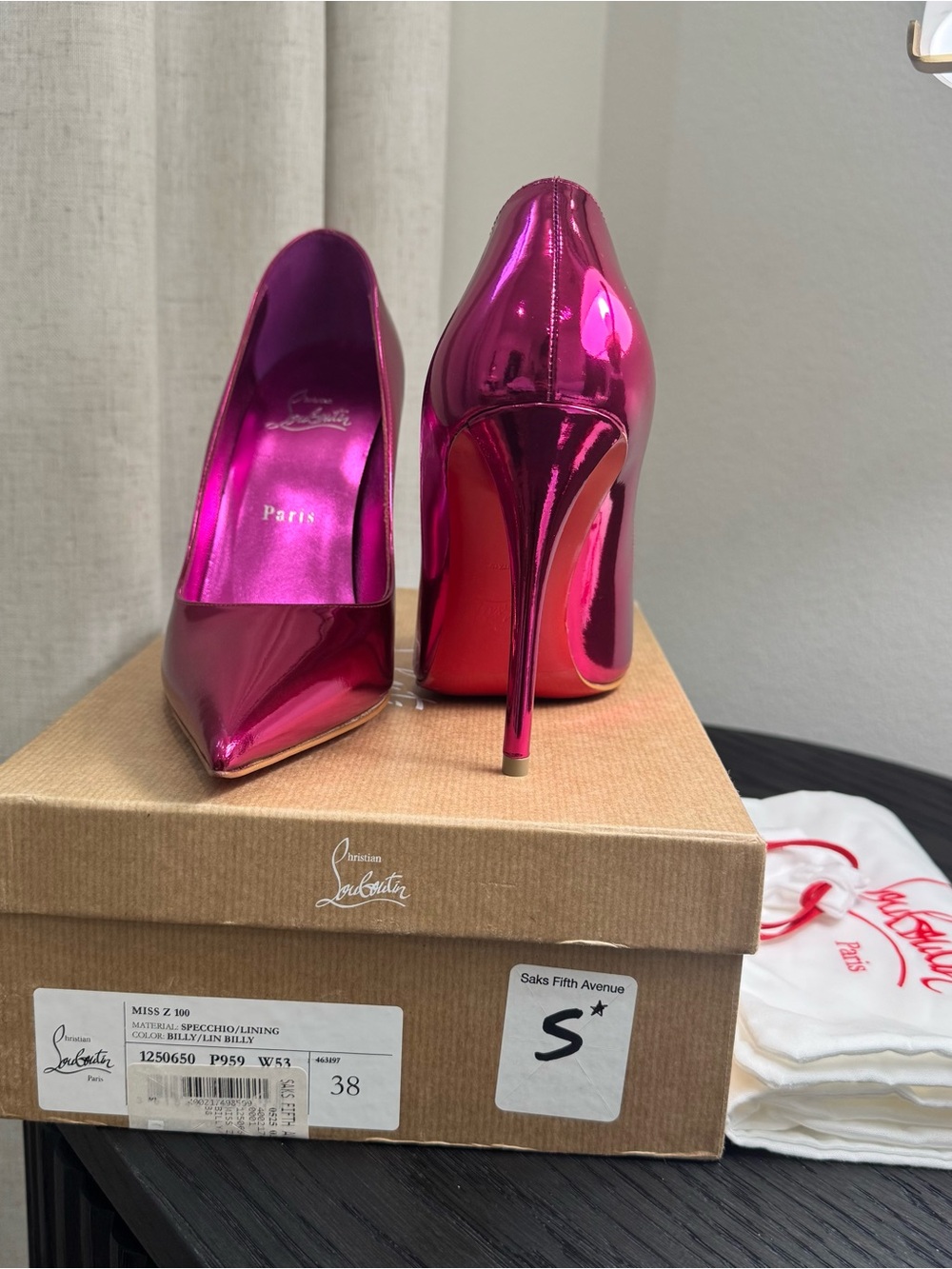 Christian Louboutin Miss Z 100 Pumps Metallic Pink 38 - Picture 9 of 9